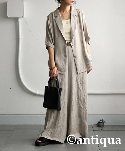 antiqua(アンティカ)の「タックショートスリーブジャケット(その他アウター・レディース・ブラック/ナチュラル・ONESIZE)」の10枚目の写真
