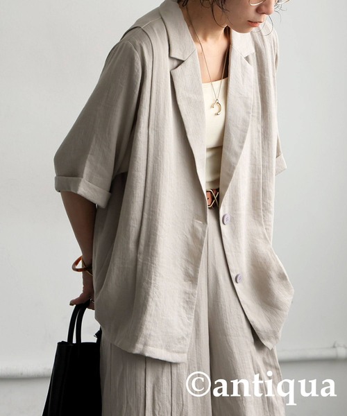 antiqua(アンティカ)の「タックショートスリーブジャケット(その他アウター・レディース・ブラック/ナチュラル・ONESIZE)」の11枚目の写真
