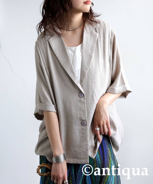 antiqua(アンティカ)の「タックショートスリーブジャケット(その他アウター・レディース・ブラック/ナチュラル・ONESIZE)」の12枚目の写真