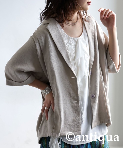 antiqua(アンティカ)の「タックショートスリーブジャケット(その他アウター・レディース・ブラック/ナチュラル・ONESIZE)」の14枚目の写真