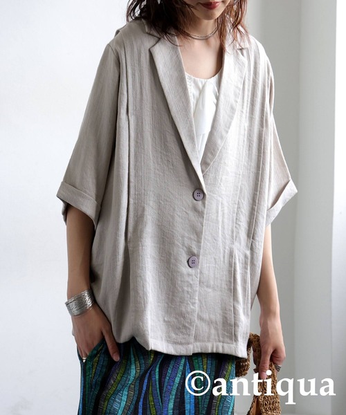 antiqua(アンティカ)の「タックショートスリーブジャケット(その他アウター・レディース・ブラック/ナチュラル・ONESIZE)」の15枚目の写真