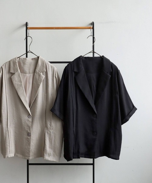 antiqua(アンティカ)の「タックショートスリーブジャケット(その他アウター・レディース・ブラック/ナチュラル・ONESIZE)」の16枚目の写真