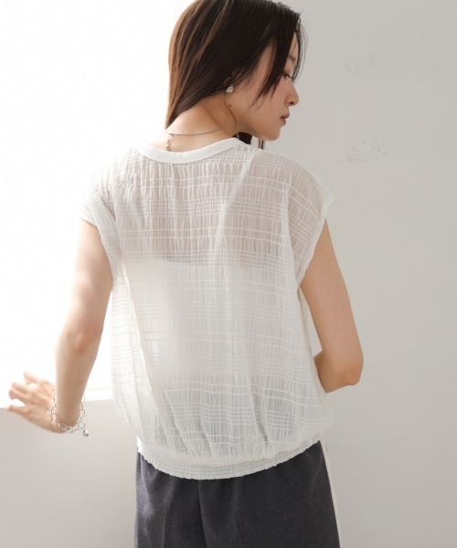 Bab(バブ)の「シャーリング切り替えトップス(Tシャツ/カットソー・レディース・アイボリー/ブラック/オフホワイト・FREE)」の19枚目の写真