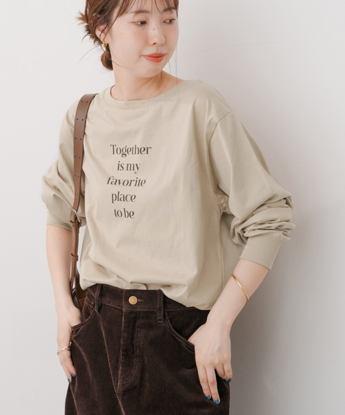 Spick & Span（スピックアンドスパン）の「ボートネックシルケットロゴロンTEE（Tシャツ/カットソー・レディース・ホワイト/ベージュ・FREE）」の11枚目の写真