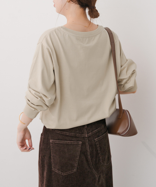 Spick & Span（スピックアンドスパン）の「ボートネックシルケットロゴロンTEE（Tシャツ/カットソー・レディース・ホワイト/ベージュ・FREE）」の13枚目の写真