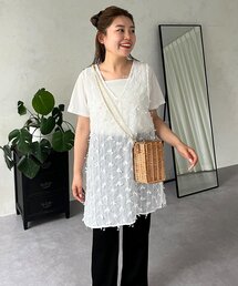華　ella_selectshop フリンジベスト　ホワイト　美品 フリンジペプラムギャザージップベスト（ベスト）｜hellam（へ