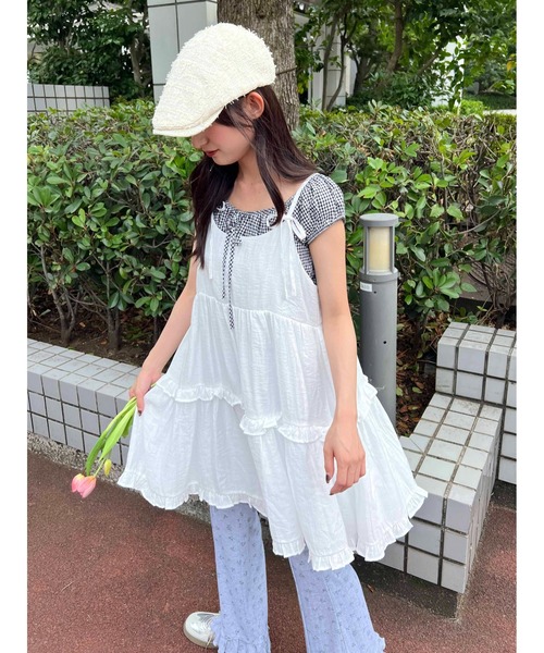 WC(ダブル シー)の「リボンティアードミニキャミワンピース(ワンピース・レディース・グリーン/レッド/ホワイト・FREE)」の10枚目の写真