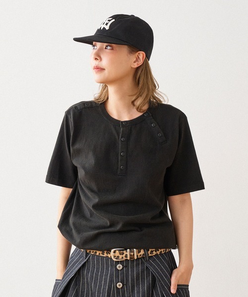 WISH FOR EVER（ウィッシュフォーエバー）の「DRAW CODE 3WAY HENRY NECK T / ドローコード3WAYヘンリーネックT（Tシャツ/カットソー・メンズ・ブラック/ネイビー/オフホワイト/グレー・LARGE/MEDIUM/SMALL）」の14枚目の写真