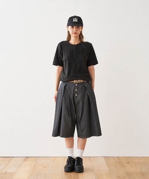 WISH FOR EVER（ウィッシュフォーエバー）の「DRAW CODE 3WAY HENRY NECK T / ドローコード3WAYヘンリーネックT（Tシャツ/カットソー・メンズ・ブラック/ネイビー/オフホワイト/グレー・LARGE/MEDIUM/SMALL）」の7枚目の写真