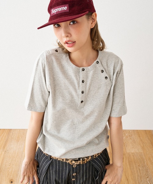 WISH FOR EVER（ウィッシュフォーエバー）の「DRAW CODE 3WAY HENRY NECK T / ドローコード3WAYヘンリーネックT（Tシャツ/カットソー・メンズ・ブラック/ネイビー/オフホワイト/グレー・LARGE/MEDIUM/SMALL）」の21枚目の写真