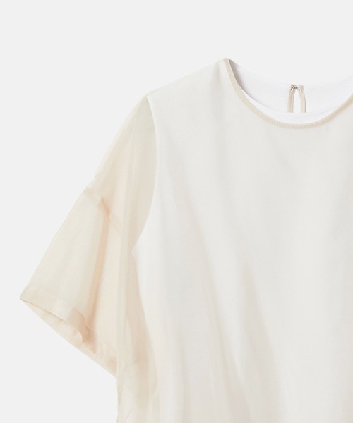 LE CIEL BLEU(ルシェルブルー)の「オーガンザバイカラートップ / Organza Bi-Color Top(シャツ/ブラウス・レディース・ネイビー/ベージュ・36)」の9枚目の写真