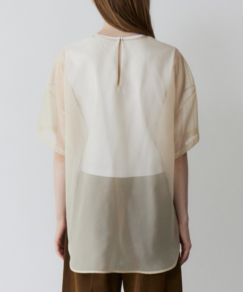 LE CIEL BLEU(ルシェルブルー)の「オーガンザバイカラートップ / Organza Bi-Color Top(シャツ/ブラウス・レディース・ネイビー/ベージュ・36)」の7枚目の写真