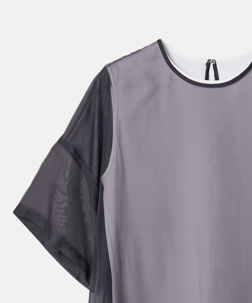 LE CIEL BLEU(ルシェルブルー)の「オーガンザバイカラートップ / Organza Bi-Color Top(シャツ/ブラウス・レディース・ネイビー/ベージュ・36)」の18枚目の写真