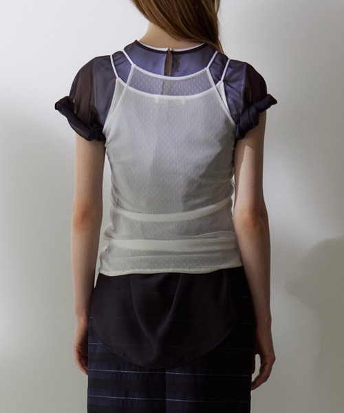 LE CIEL BLEU(ルシェルブルー)の「オーガンザバイカラートップ / Organza Bi-Color Top(シャツ/ブラウス・レディース・ネイビー/ベージュ・36)」の17枚目の写真