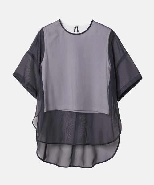 LE CIEL BLEU(ルシェルブルー)の「オーガンザバイカラートップ / Organza Bi-Color Top(シャツ/ブラウス・レディース・ネイビー/ベージュ・36)」の20枚目の写真