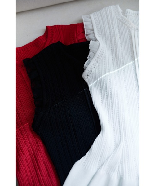 Peplum Ribbed Knit Top（ニット/セーター）｜Her lip to（ハー