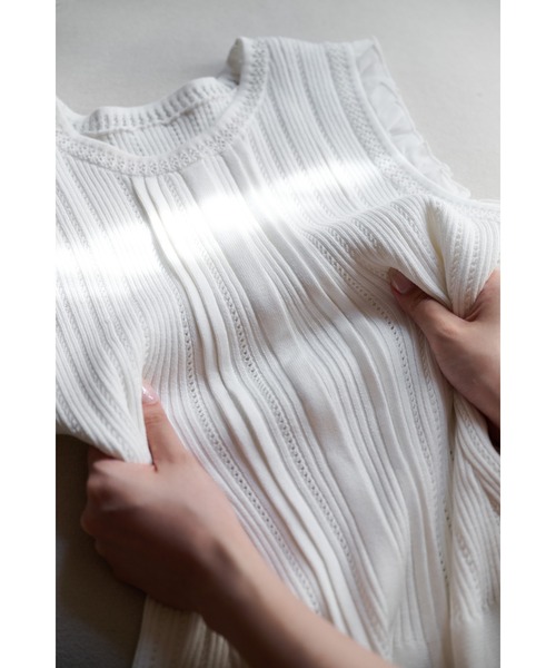 ニット+セーター Her lip to - Herlipto CrystalEmbellishedKnit Peplum Ribbed Knit Top（ニット/セーター）｜Her lip to（ハー