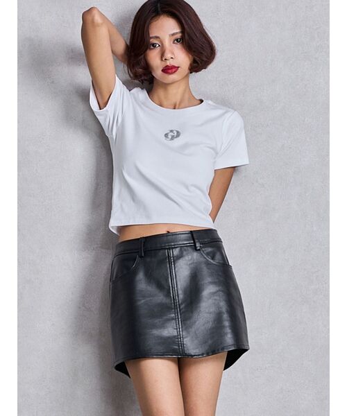 フェイクレザースカートライクショートパンツ（スカート）｜GYDA