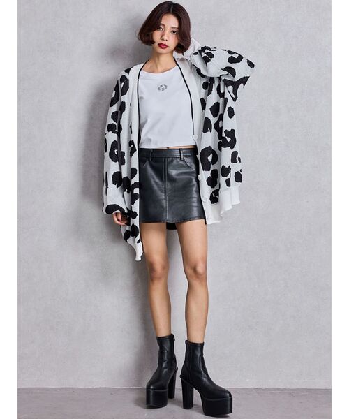 フェイクレザースカートライクショートパンツ（スカート）｜GYDA