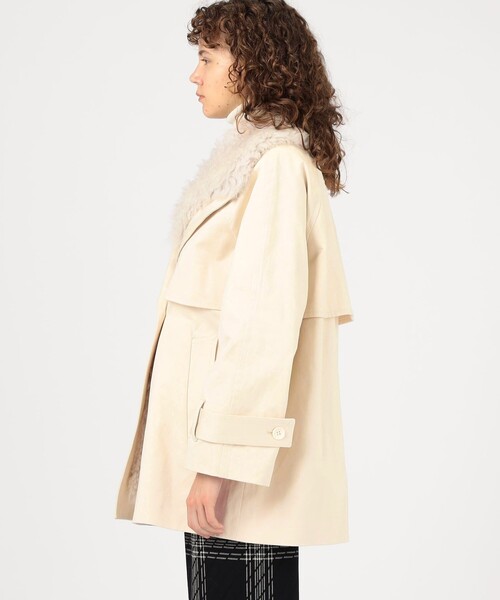 セール】コットンサテン ムートンカラーコート（トレンチコート）｜DES