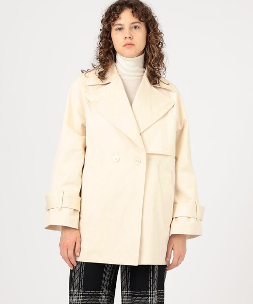 セール】コットンサテン ムートンカラーコート（トレンチコート）｜DES