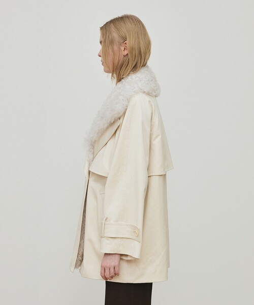 セール】コットンサテン ムートンカラーコート（トレンチコート）｜DES