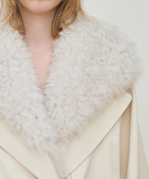 セール】コットンサテン ムートンカラーコート（トレンチコート）｜DES