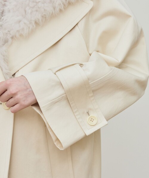 DES PRES（デ・プレ）の「コットンサテン ムートンカラーコート（トレンチコート・レディース・カーキ/ホワイト・FREE）」の12枚目の写真