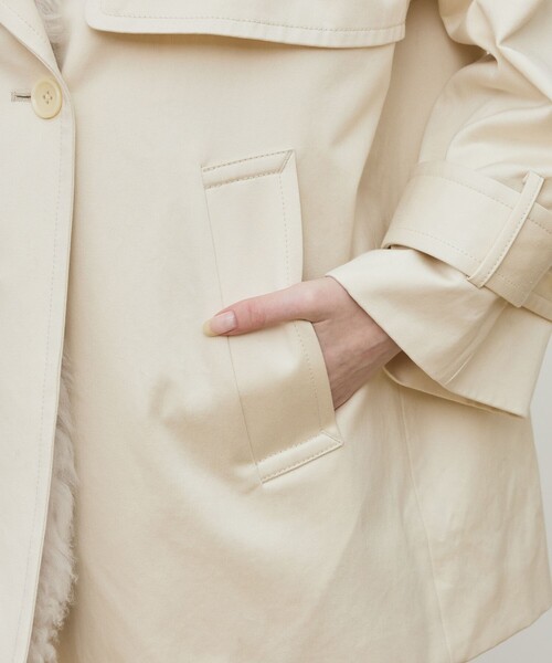 セール】コットンサテン ムートンカラーコート（トレンチコート）｜DES