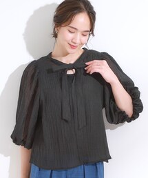 Cutie Blonde | 【S-LL/前後2WAY】バルーンスリーブが華やか こなれ見えシアーブラウス(シャツ/ブラウス)