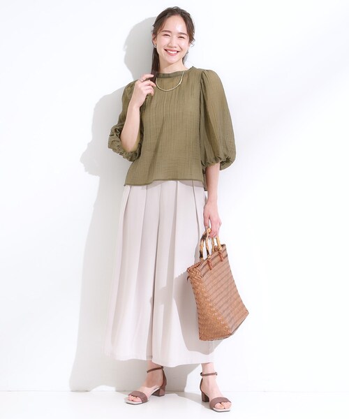 Cutie Blonde（キューティーブロンド）の「【S-LL/前後2WAY】バルーンスリーブが華やか こなれ見えシアーブラウス（シャツ/ブラウス・レディース・オリーブ/ブラック/ライトイエロー系/ブルー系その他・01/04/03/02）」の16枚目の写真