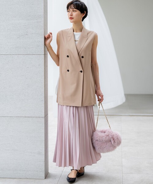 セール】【洗える】TWマットクロス テーラード ジレ（その他アウター