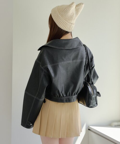 OLIVE des OLIVE ブラウン レザージャケット Free OLIVE des OLIVE ブラウン レザージャケット Free OLIVE des