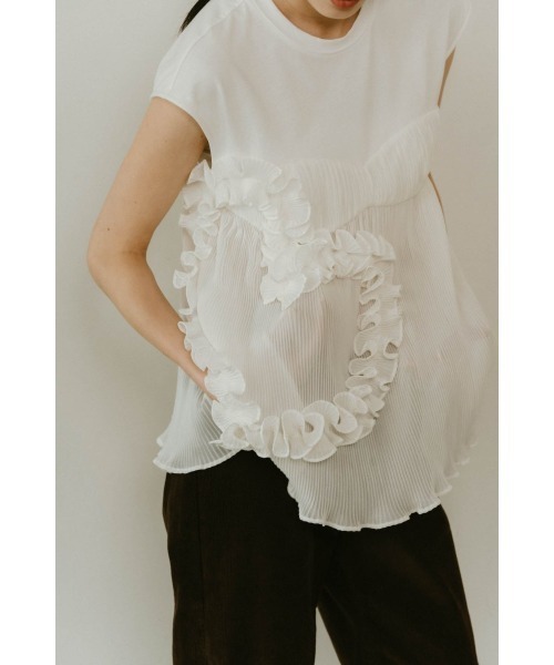 Knuth Marf（クヌースマーフ）の「heart motif tulle tops（シャツ/ブラウス・レディース・ブラック/ホワイト・FREE）」の3枚目の写真