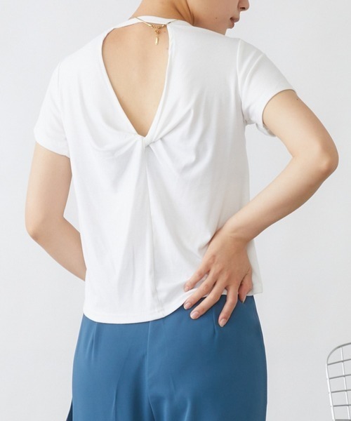 mebole(メボレ)の「バックVオープンTシャツ(Tシャツ/カットソー・レディース・ブルー/オレンジ/グリーン/ホワイト・FREE)」の1枚目の写真