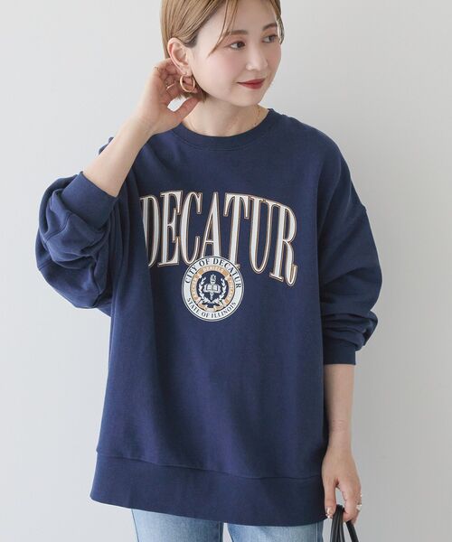 セール】カレッジロゴクラックプリント裏毛プルオーバー（スウェット