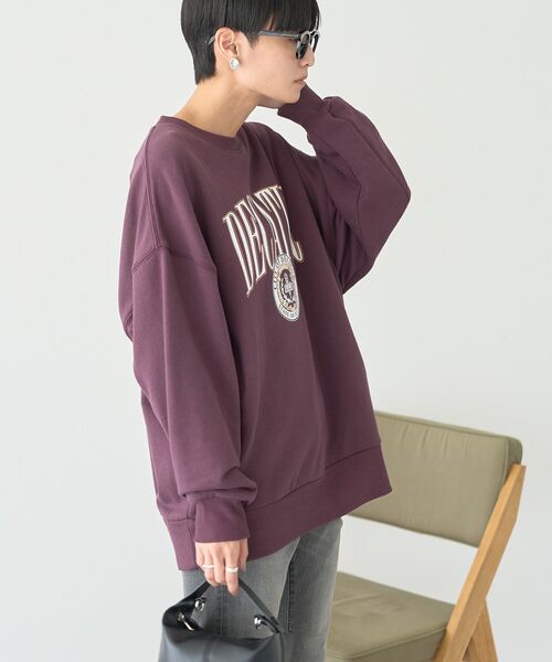 セール】カレッジロゴクラックプリント裏毛プルオーバー（スウェット