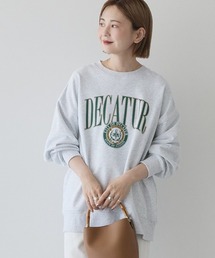 カレッジロゴクラックプリント裏毛プルオーバー