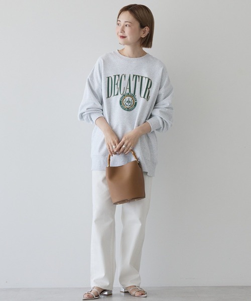 AMERICAN HOLIC（アメリカンホリック）の「カレッジロゴクラックプリント裏毛プルオーバー（スウェット・レディース・オフホワイト/杢グレー/チャコールグレー/ブラウン/ネイビー・FREE）」の18枚目の写真