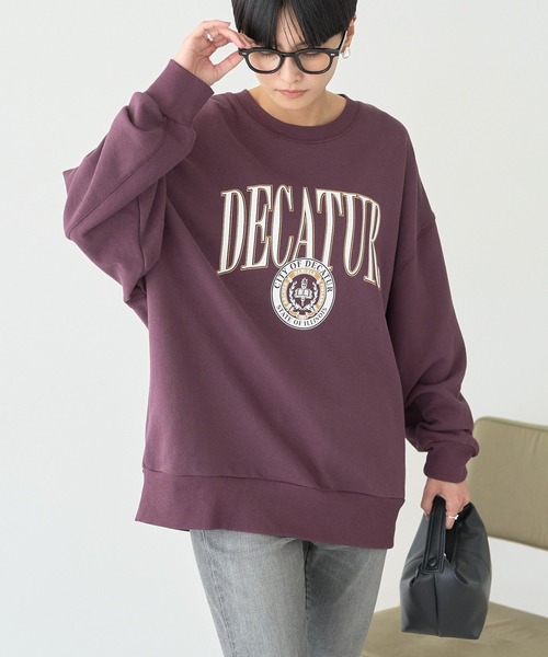 AMERICAN HOLIC（アメリカンホリック）の「カレッジロゴクラックプリント裏毛プルオーバー（スウェット・レディース・オフホワイト/杢グレー/チャコールグレー/ブラウン/ネイビー・FREE）」の10枚目の写真