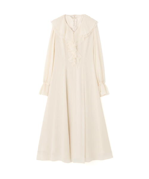 NATURAL BEAUTY BASIC(ナチュラルビューティーベーシック)の「◇ラッフルフリルワンピース(ワンピース・レディース・ダークブルー/オフホワイト・MEDIUM/P/S)」の4枚目の写真