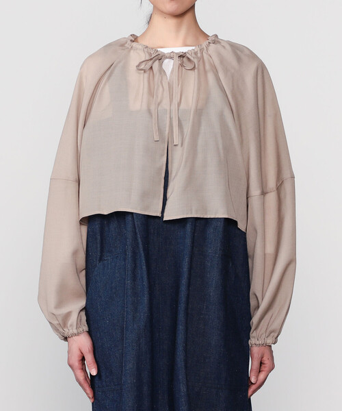 ORCIVAL(オーシバル)の「ORCIVAL | シアー ショートボレロシャツ WOMEN(シャツ/ブラウス・レディース・ブラック/ベージュ・1)」の8枚目の写真