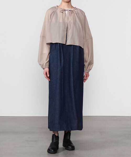 ORCIVAL(オーシバル)の「ORCIVAL | シアー ショートボレロシャツ WOMEN(シャツ/ブラウス・レディース・ブラック/ベージュ・1)」の11枚目の写真