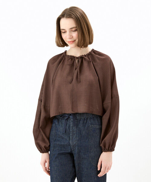 ORCIVAL(オーシバル)の「ORCIVAL | シアー ショートボレロシャツ WOMEN(シャツ/ブラウス・レディース・ブラック/ベージュ・1)」の13枚目の写真