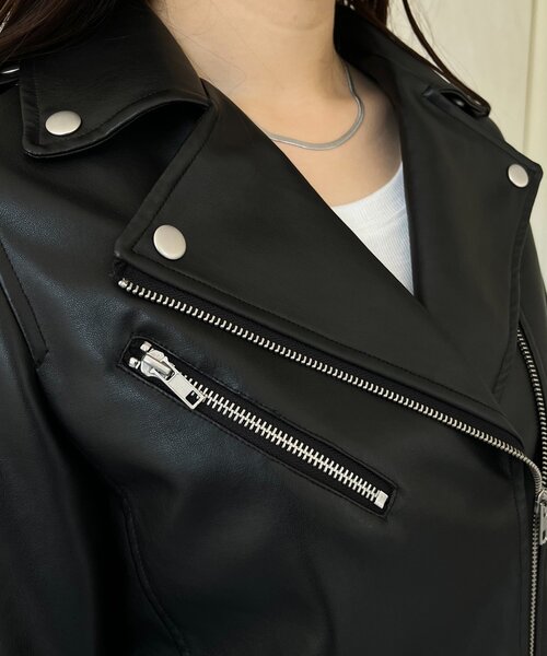 prose verse（プロズヴェール）の「フェイクレザーライダースジャケット（ライダースジャケット・レディース・ブラック・LARGE/MEDIUM）」の9枚目の写真