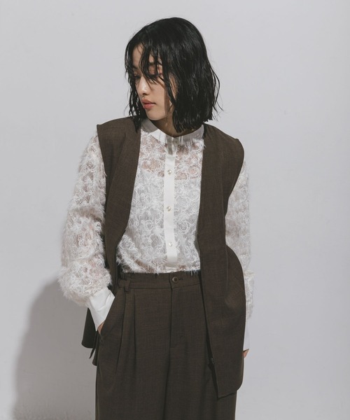 LEPSIM（レプシィム）の「ハニカムドビーベスト　572590（ベスト・レディース・ブラック/グレー/カーキブラウン・FREE）」の3枚目の写真