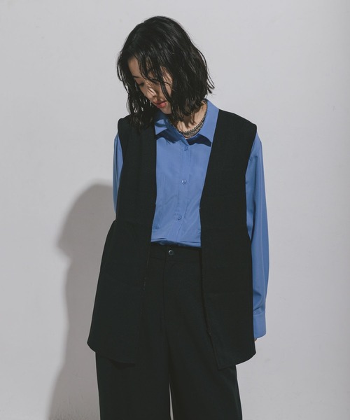 LEPSIM（レプシィム）の「ハニカムドビーベスト　572590（ベスト・レディース・ブラック/グレー/カーキブラウン・FREE）」の5枚目の写真