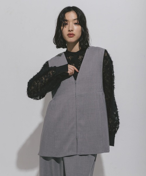 LEPSIM（レプシィム）の「ハニカムドビーベスト　572590（ベスト・レディース・ブラック/グレー/カーキブラウン・FREE）」の10枚目の写真