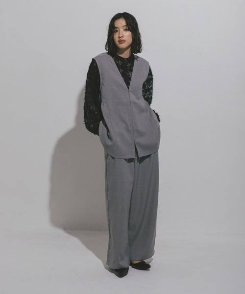 LEPSIM（レプシィム）の「ハニカムドビーベスト　572590（ベスト・レディース・ブラック/グレー/カーキブラウン・FREE）」の13枚目の写真