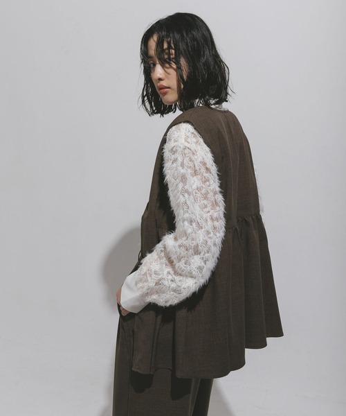 LEPSIM（レプシィム）の「ハニカムドビーベスト　572590（ベスト・レディース・ブラック/グレー/カーキブラウン・FREE）」の17枚目の写真